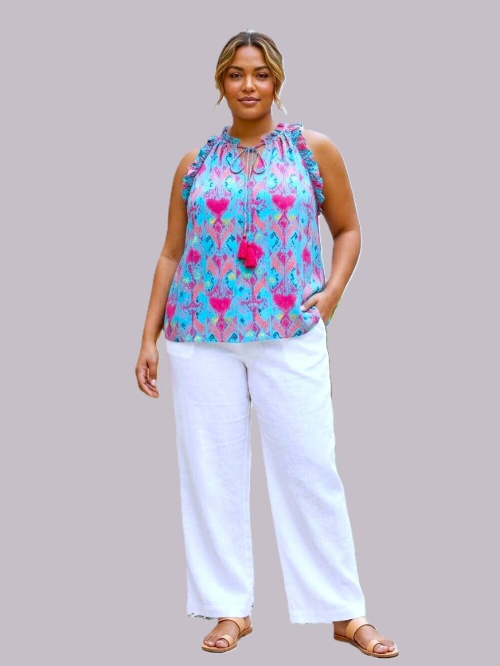 CROWN & IVY Ruffled Halter Top. Plus Size 4X